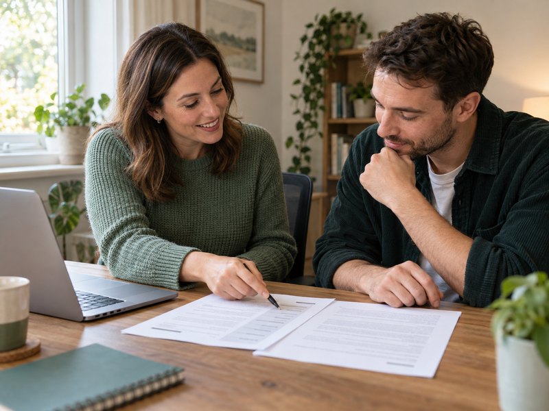 A careers adviser and jobseeker reviewing a CV and cover letter together